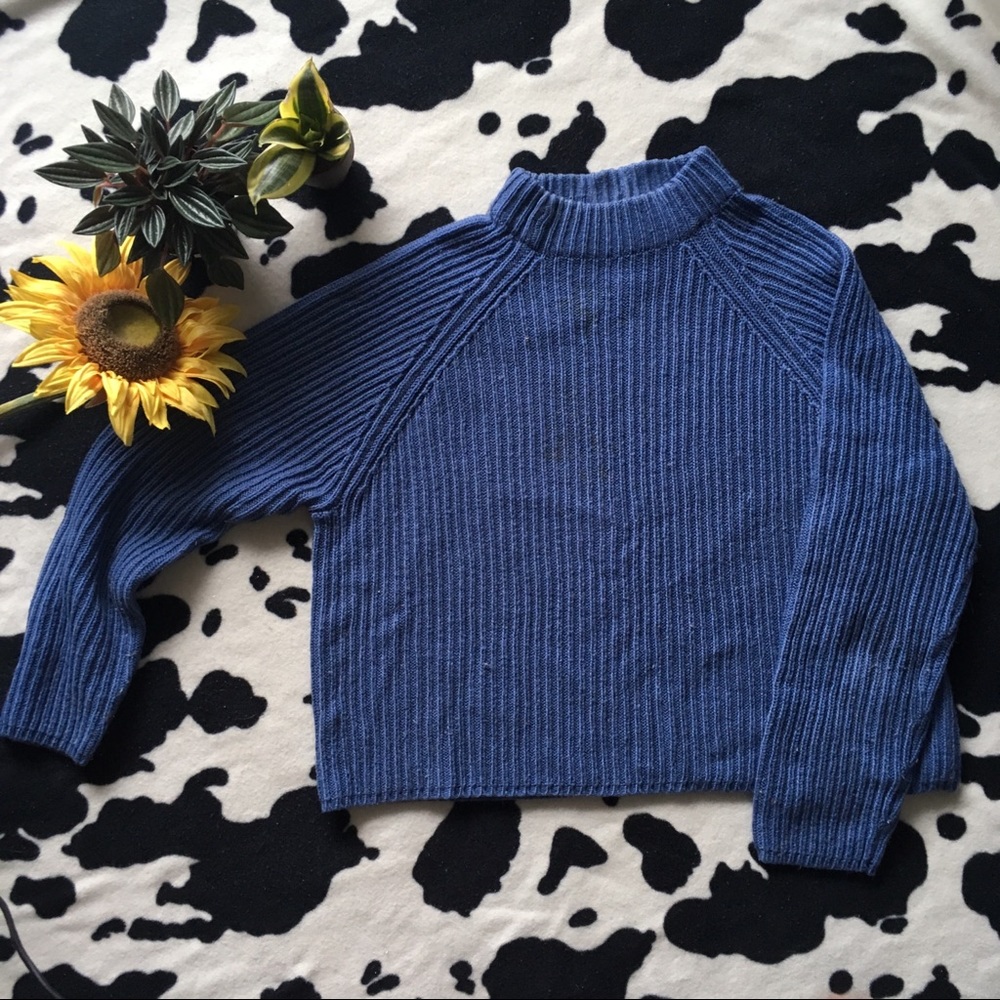 Mock Neck Knit Cropped Sweater